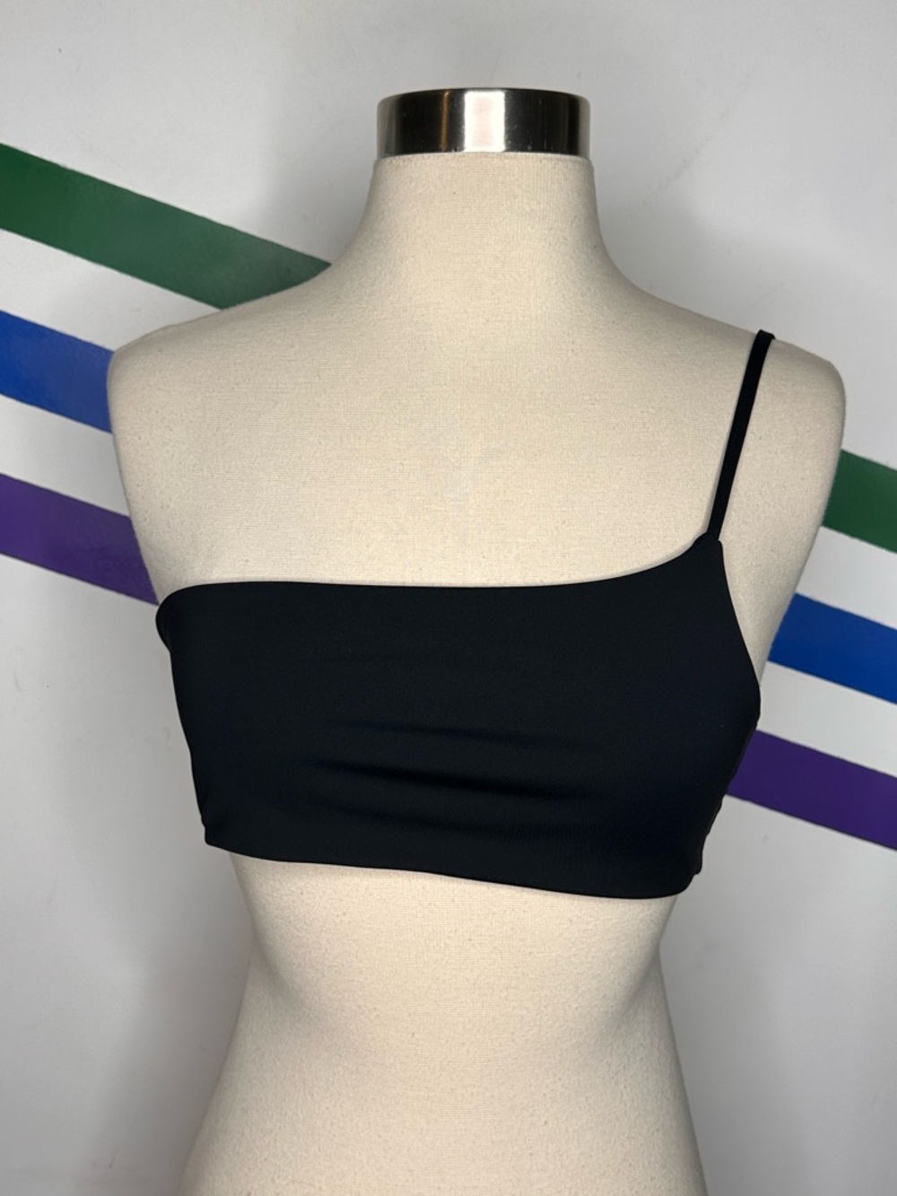 Toast swim one shoulder strap black bikini top size large